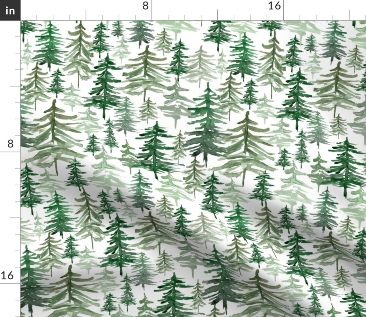 Pine Trees Forest Woodland Trees Winter Christmas Fall Xmas Evergreen Watercolor Woods Mountains Rustic Adventure Custom Printed Fabric by Spoonflower Various Fabrics by the Yard or Fat Quarter